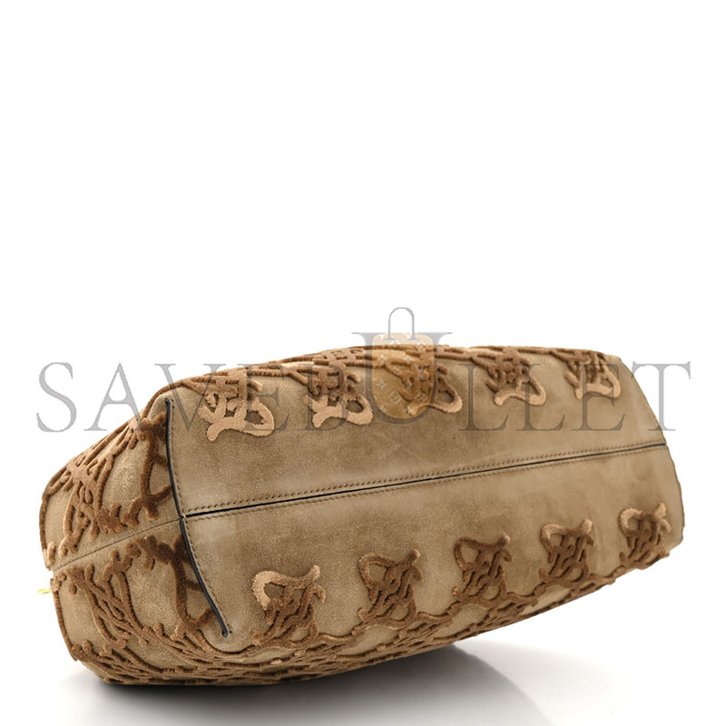 F**di camoscio karligraphy embroidered medium first camel (30*25*10cm)